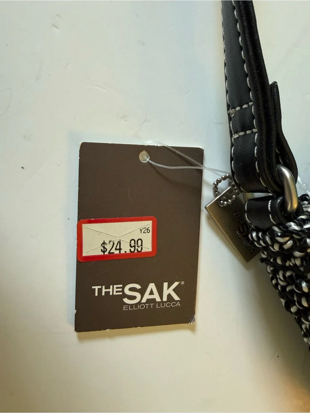 NWT The Sak Crocheted Hobo Sedona Mini Bag with Black Leather Trim